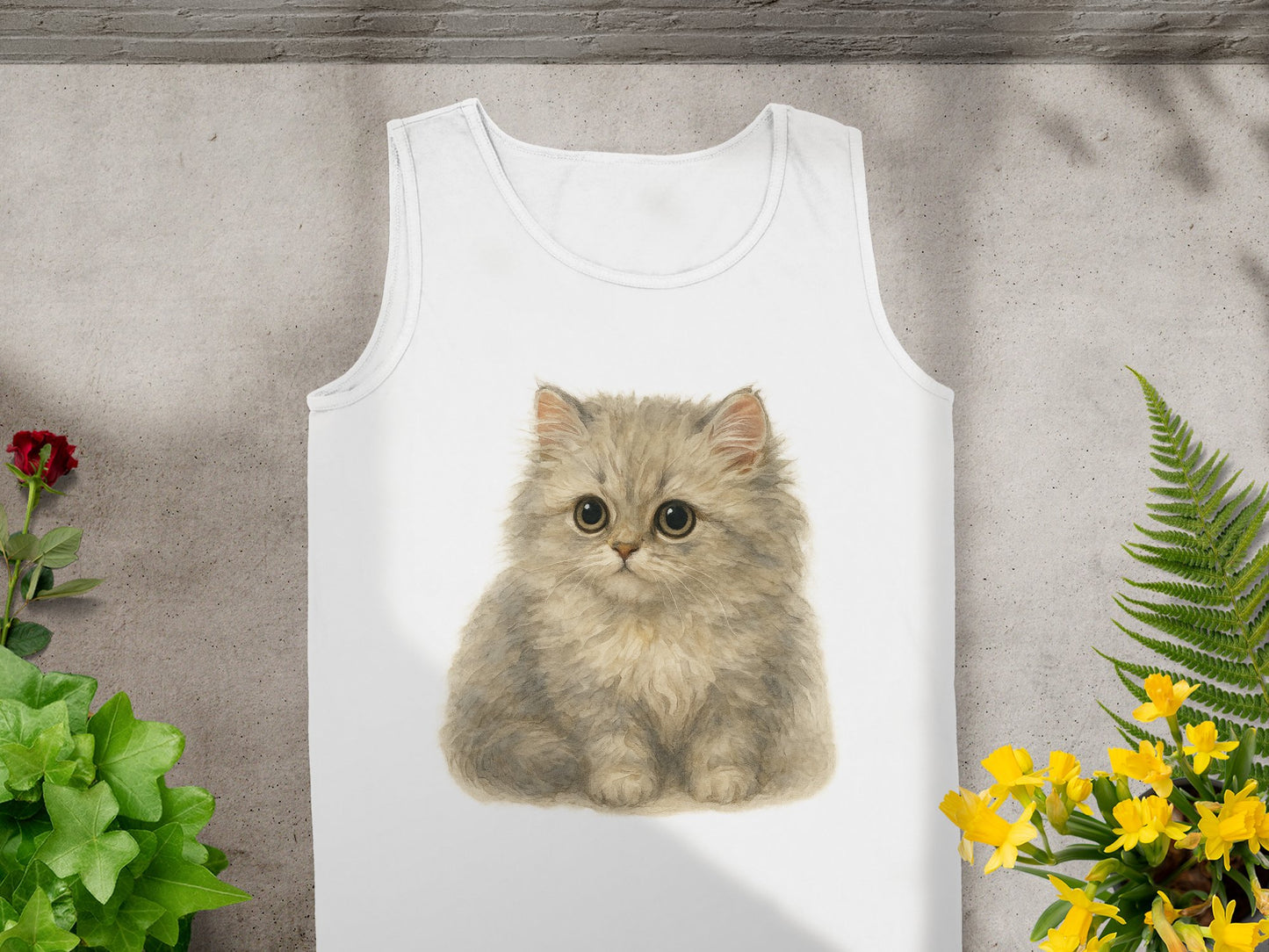 Adorable Fluffy Kitten Print Tank Top Cat Lover product type