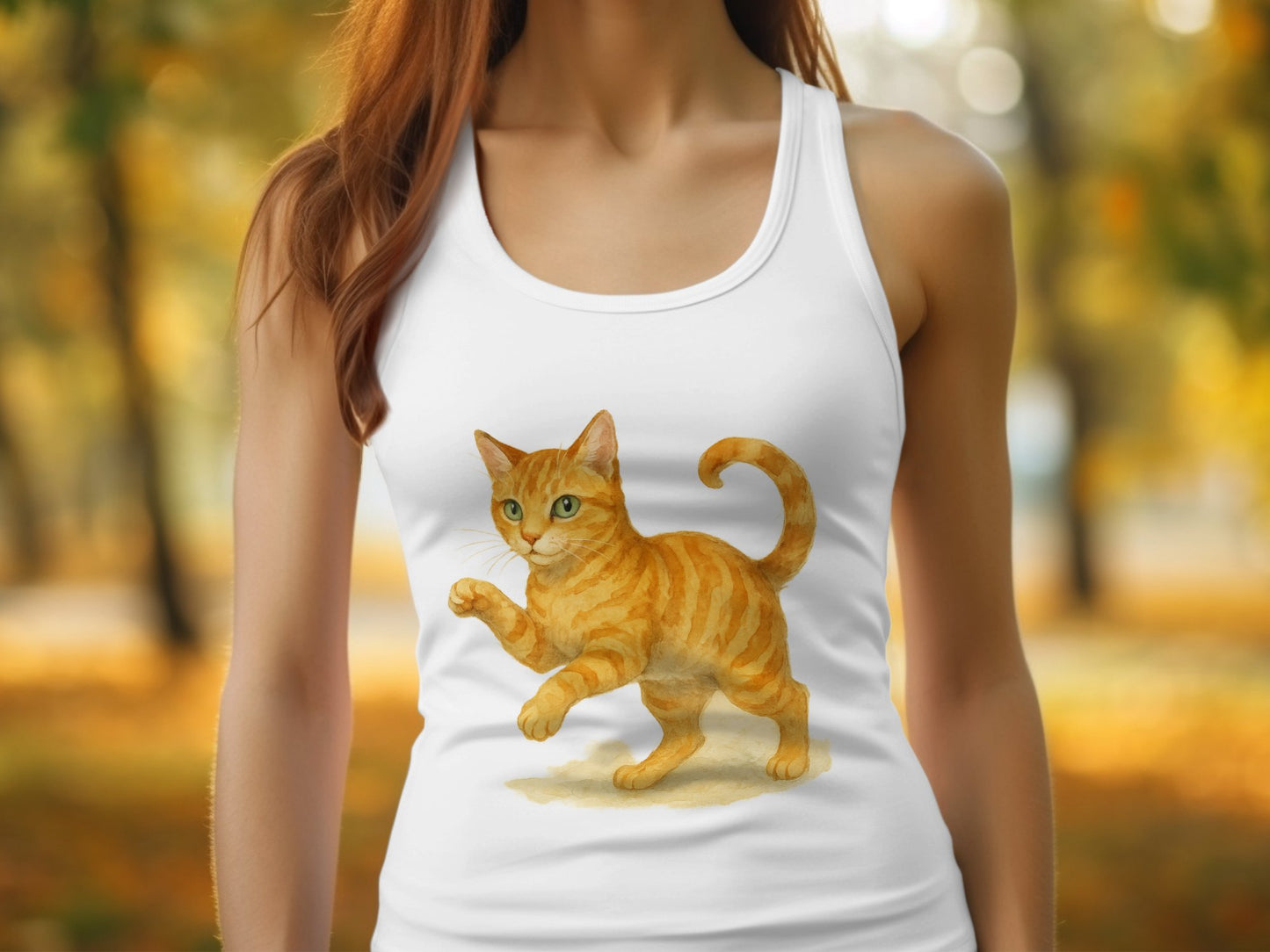Adorable Orange Cat Design on Tank Top product type