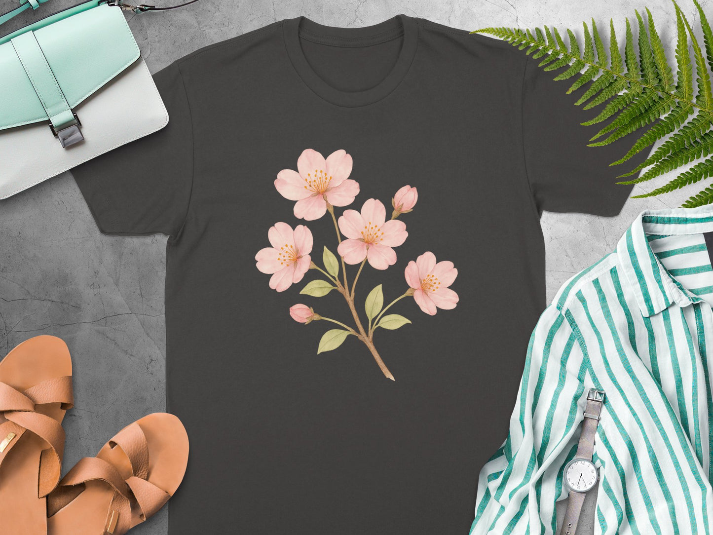 Beautiful Floral Graphic on Cozy Grey T-shirt product type
