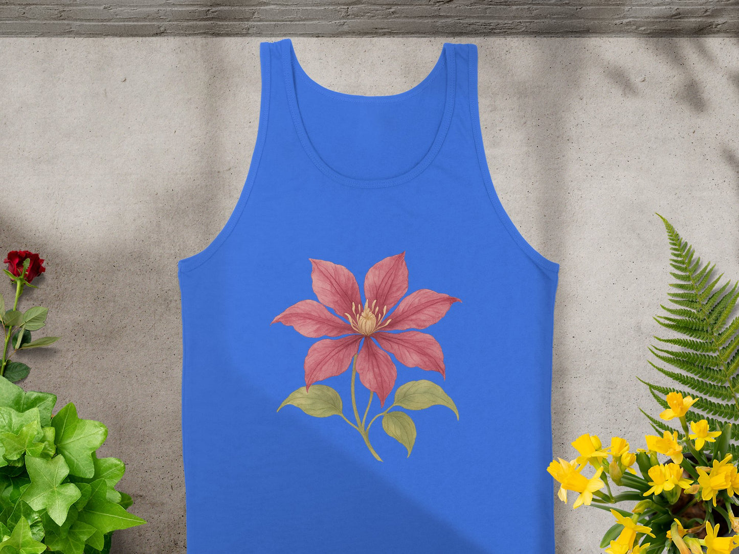 Vibrant Floral Design Blue Sleeveless Tank Top product type