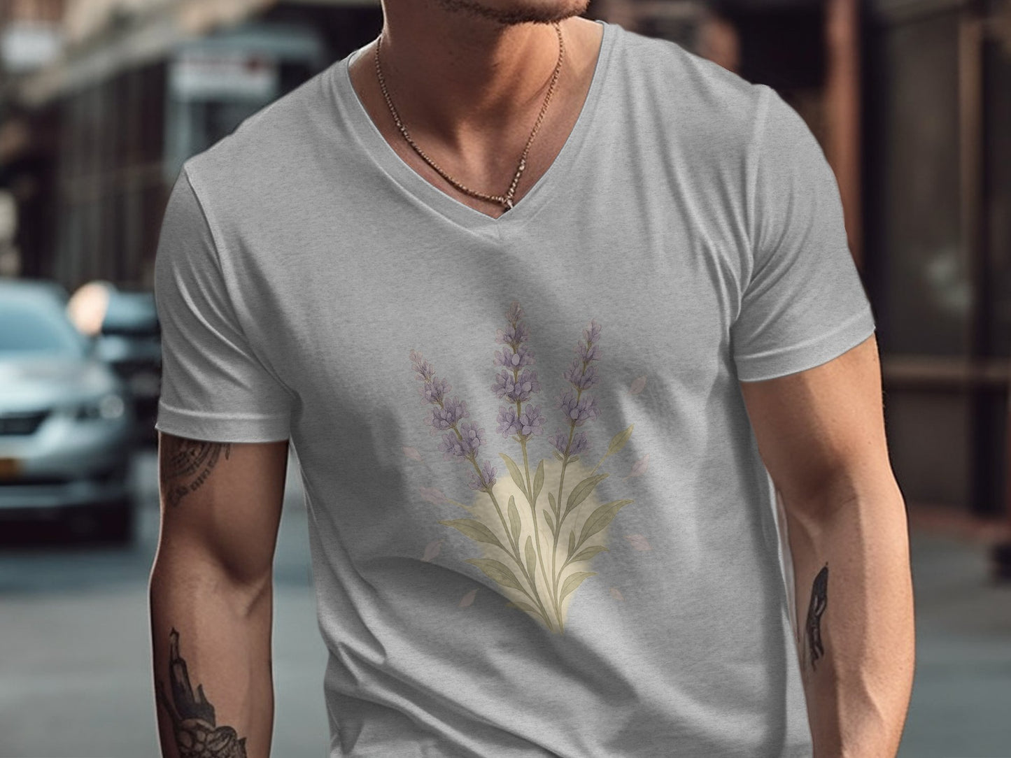 Stylish Lavender Floral Design Printed T-shirt product type