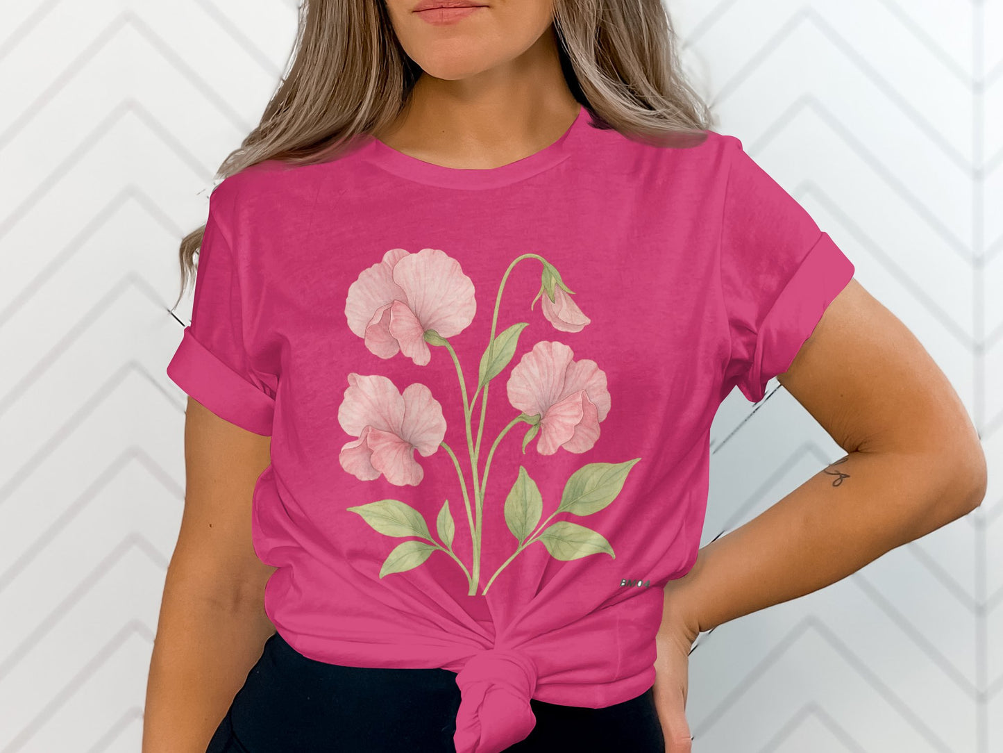 Beautiful Pink Floral Tee for Women Stylish product