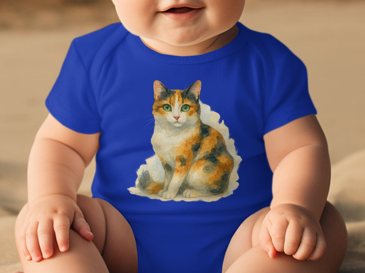 Adorable Cat Printed Blue Baby Onesie product