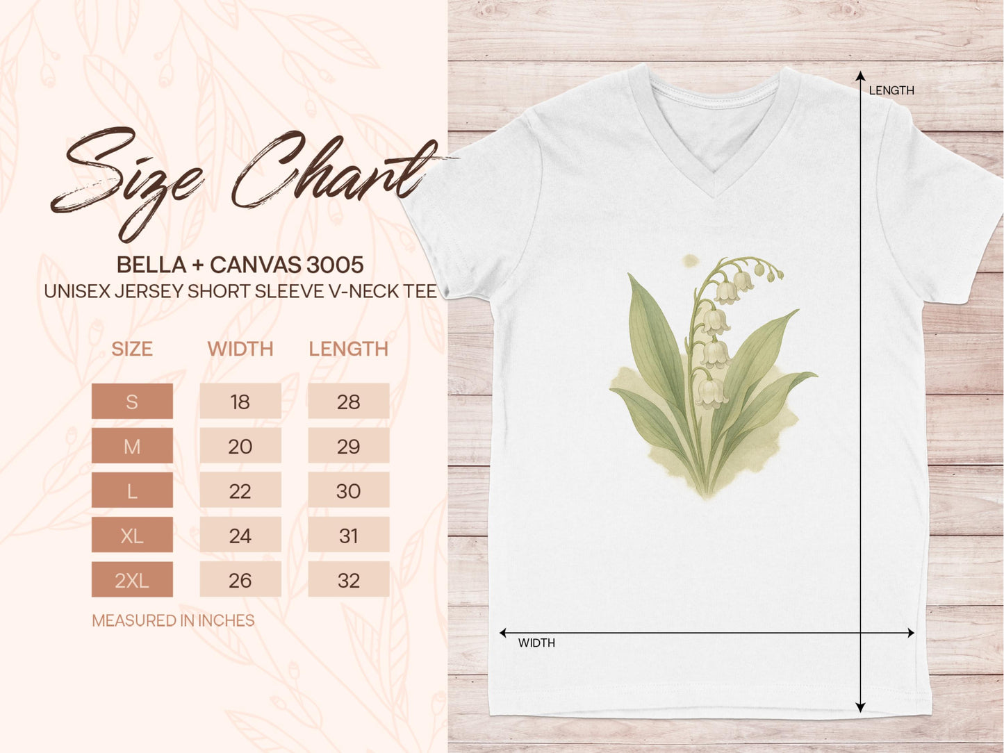 Lily of the Valley Design Unisex V-Neck Tee product type