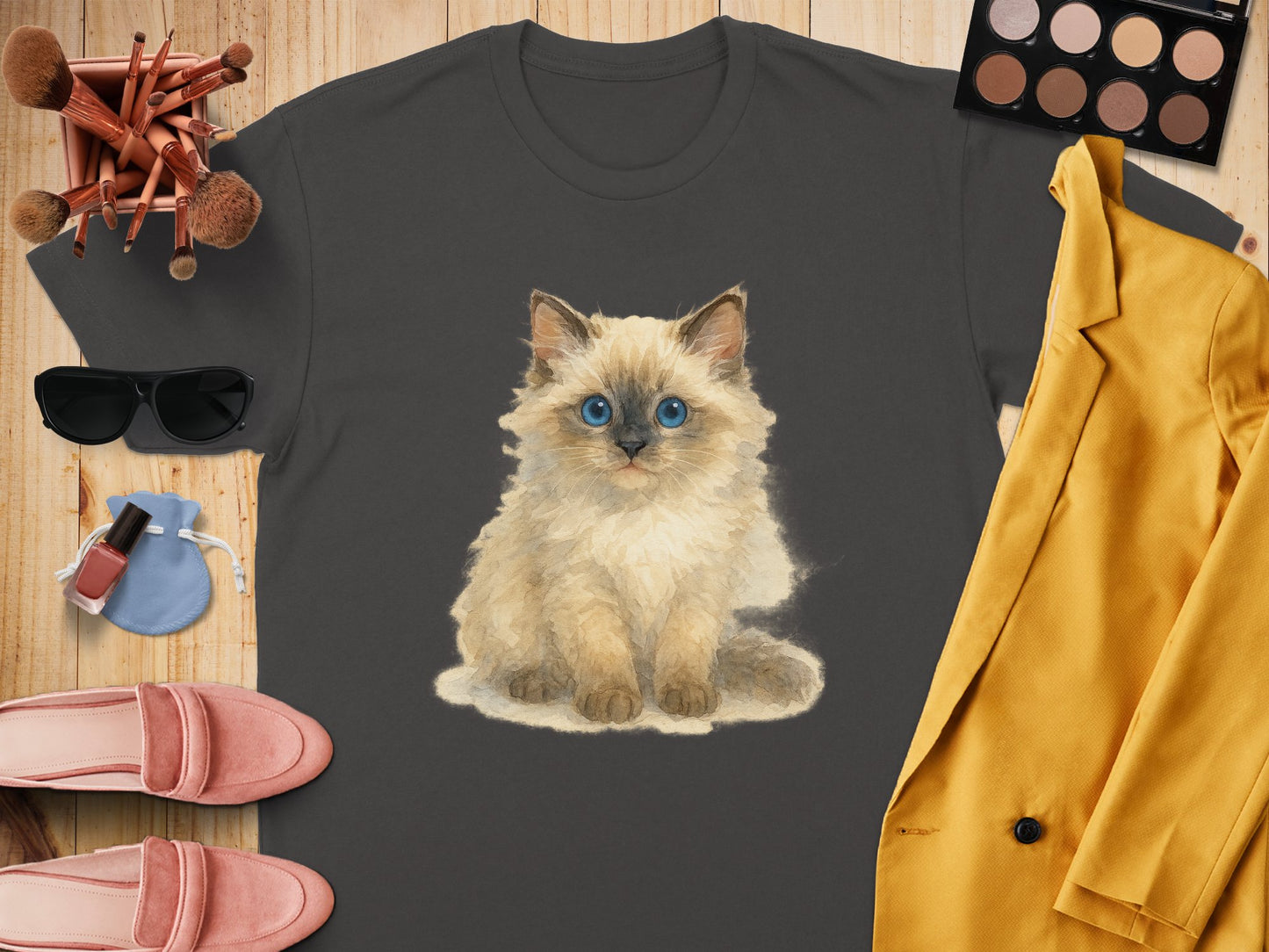 Cute Fluffy Kitten Graphic Tee Fashionable Apparel product type