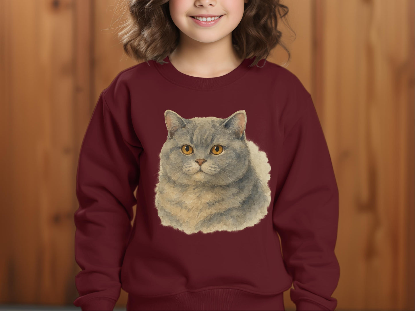 Cute Cat Print Maroon Sweatshirt product type