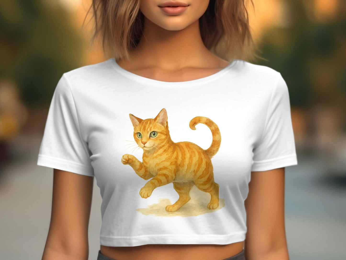 Cute Orange Cat Design Ladies Crop Top product