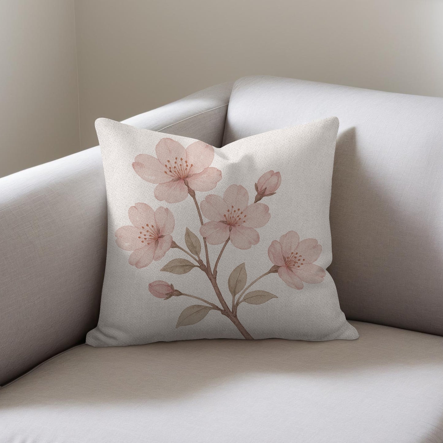 Beautiful Blossoming Pink Cherry Flowers Cushion product