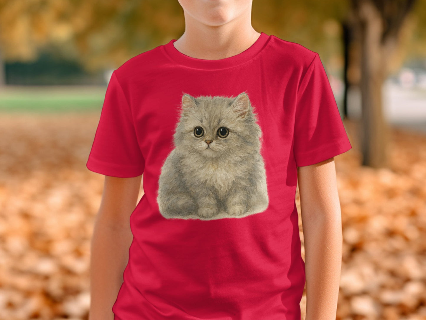 Cute Gray Kitten Graphic Red Shirt Product