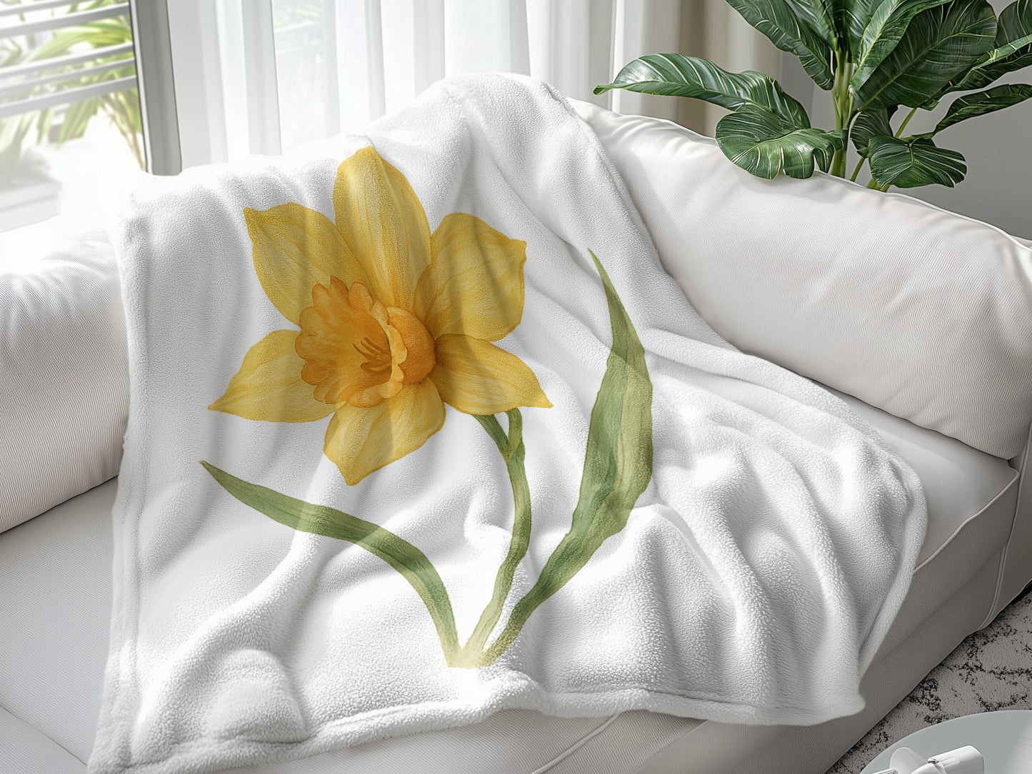 Yellow Daffodil Printed Decorative Blanket product
