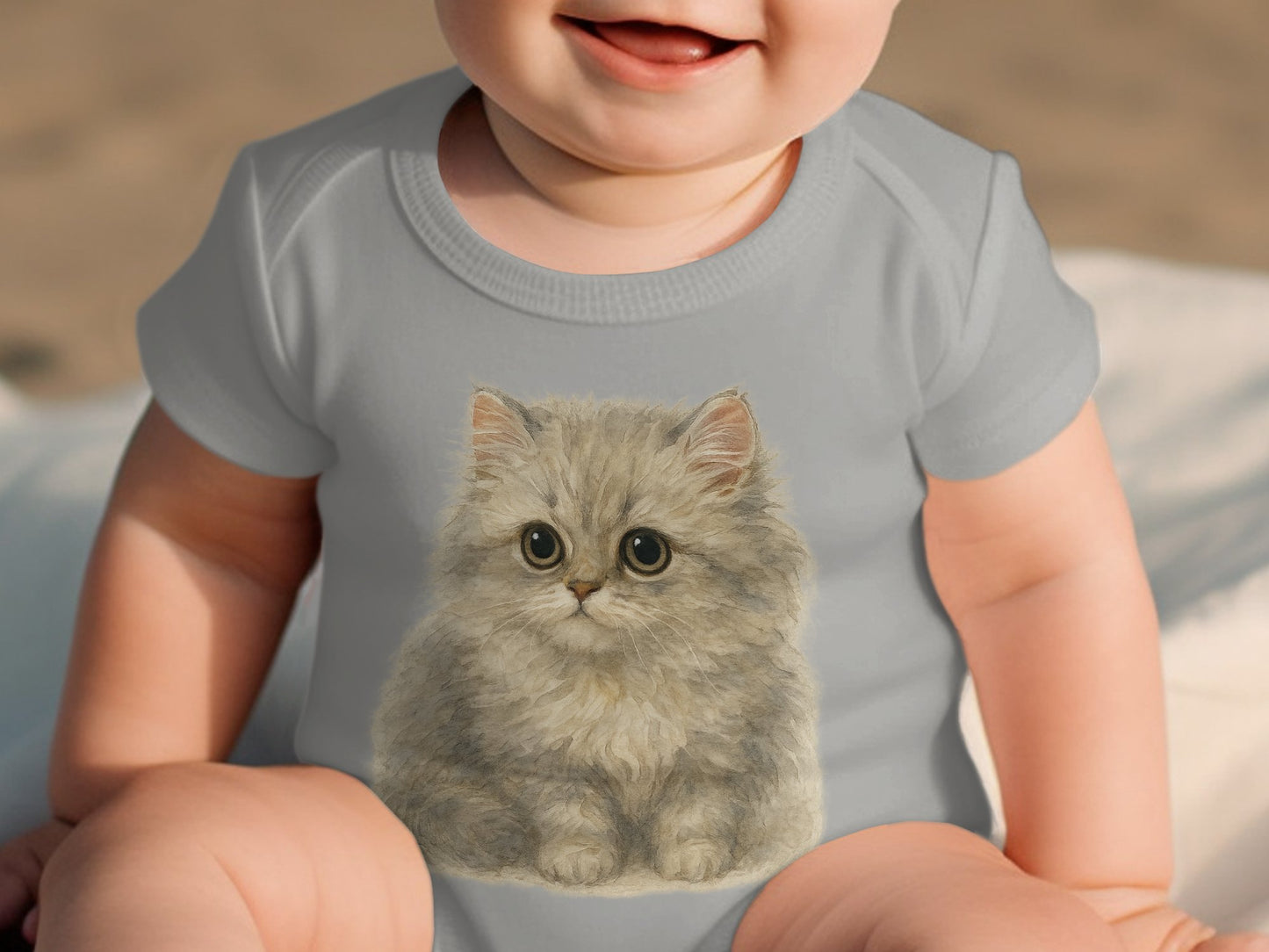 Cute Fluffy Kitten Print Baby Onesie Adorable Product