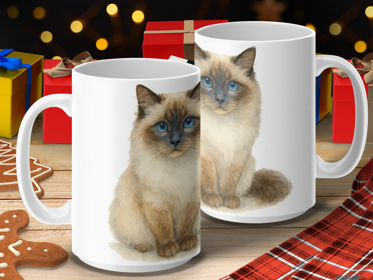 Cute Fluffy Cat Art Large Coffee Mug product type