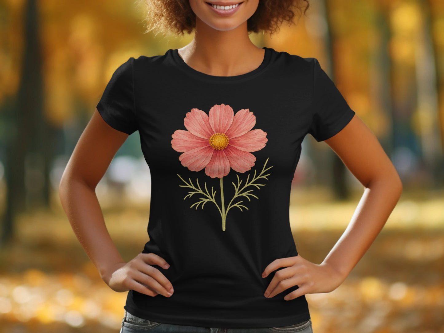 Vibrant Floral Art Black Tee Nature Lover Gift product type