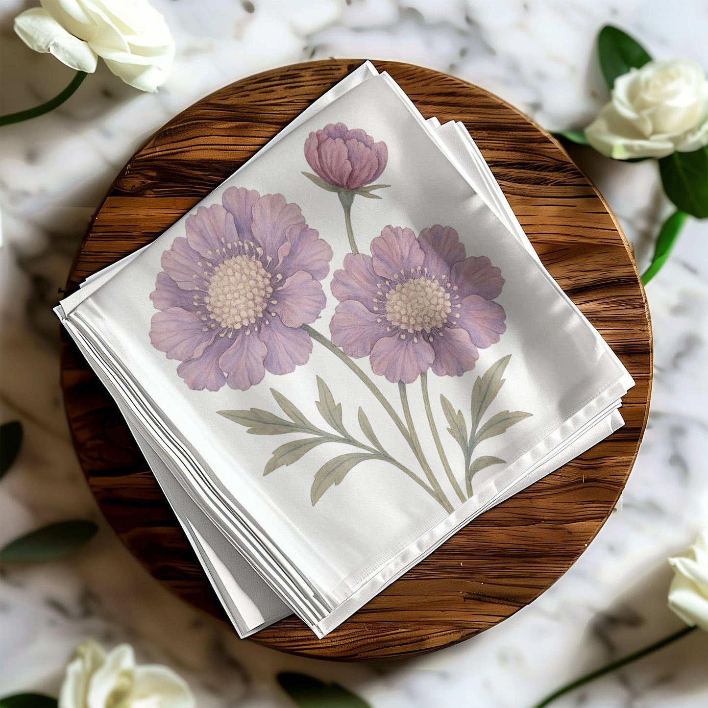 Elegant Purple Floral Design Cloth Napkin product