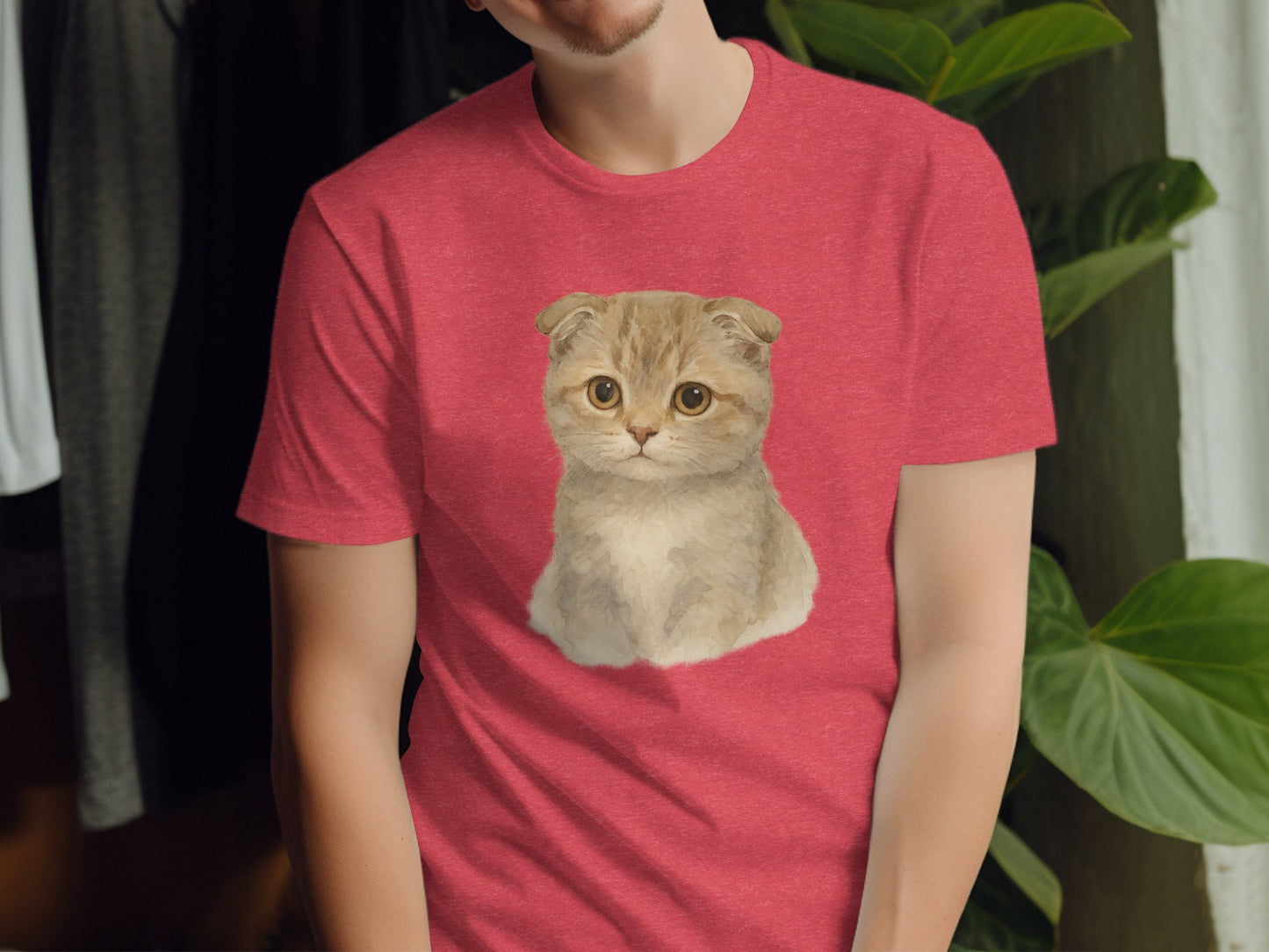 Adorable Kitten Graphic on Red Shirt Tee product type