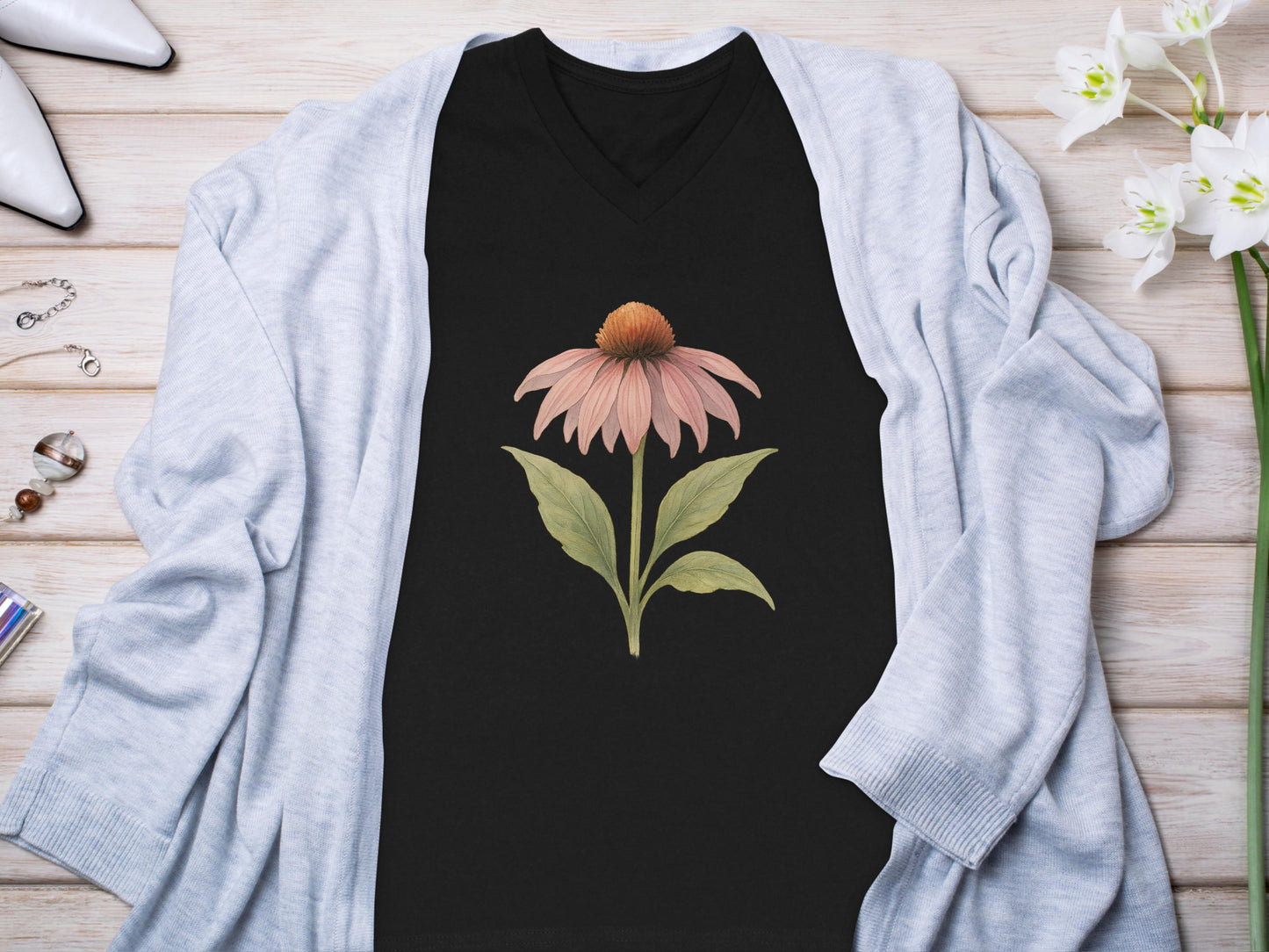 Floral Graphic V-Neck T-Shirt product