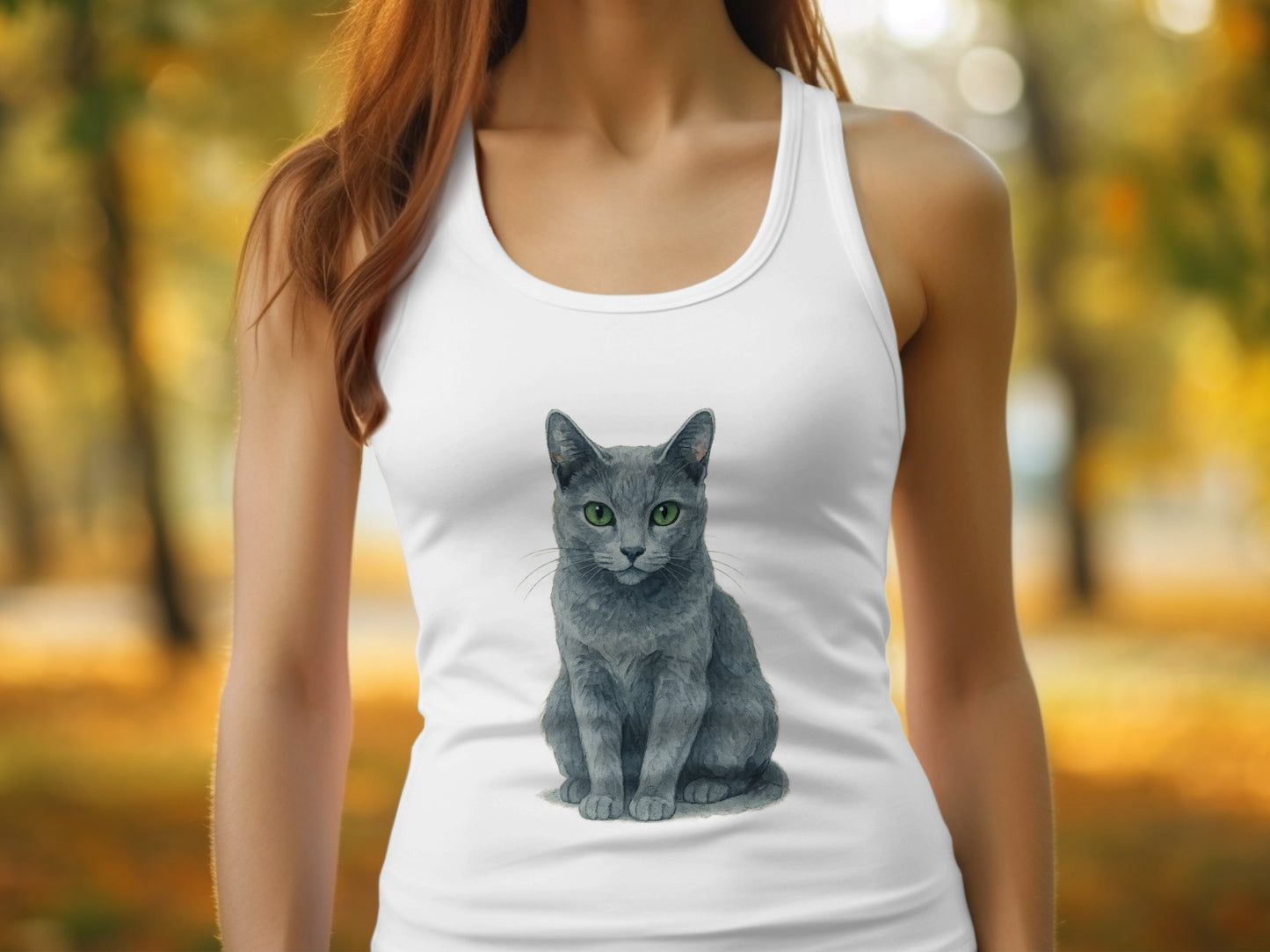 Realistic Gray Cat Print Women's Tank Top product