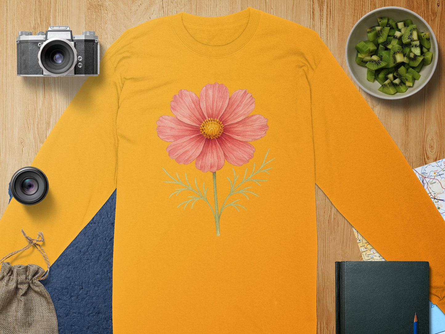 Bright Orange Long Sleeve with Floral Design product