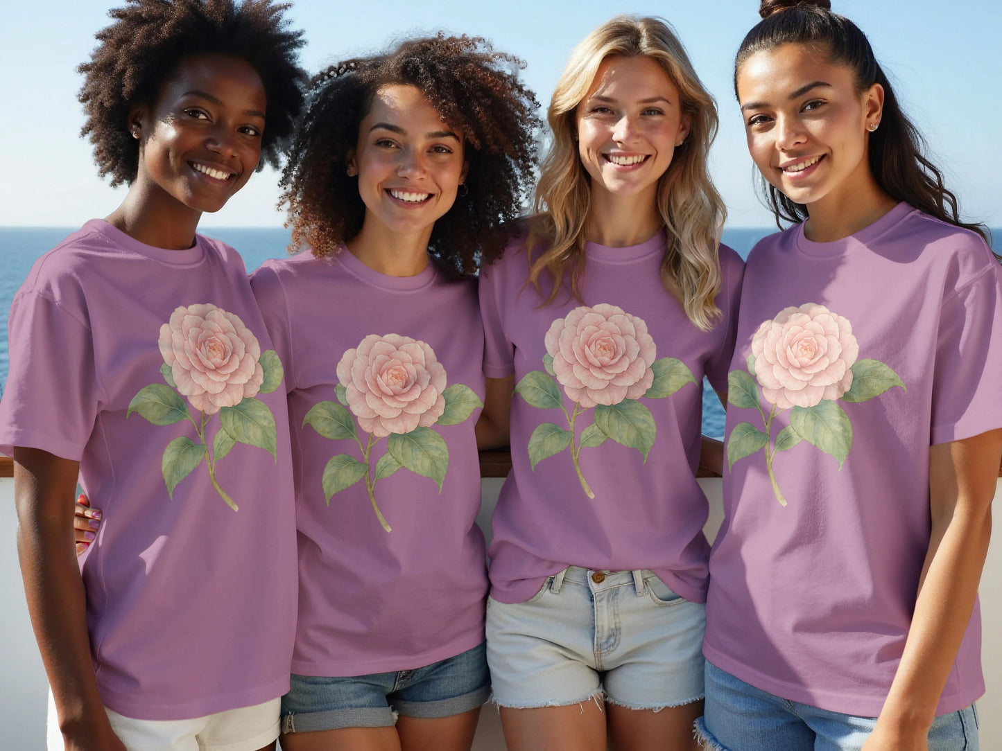 Floral Graphic Tee with Pink Bloom Design product type