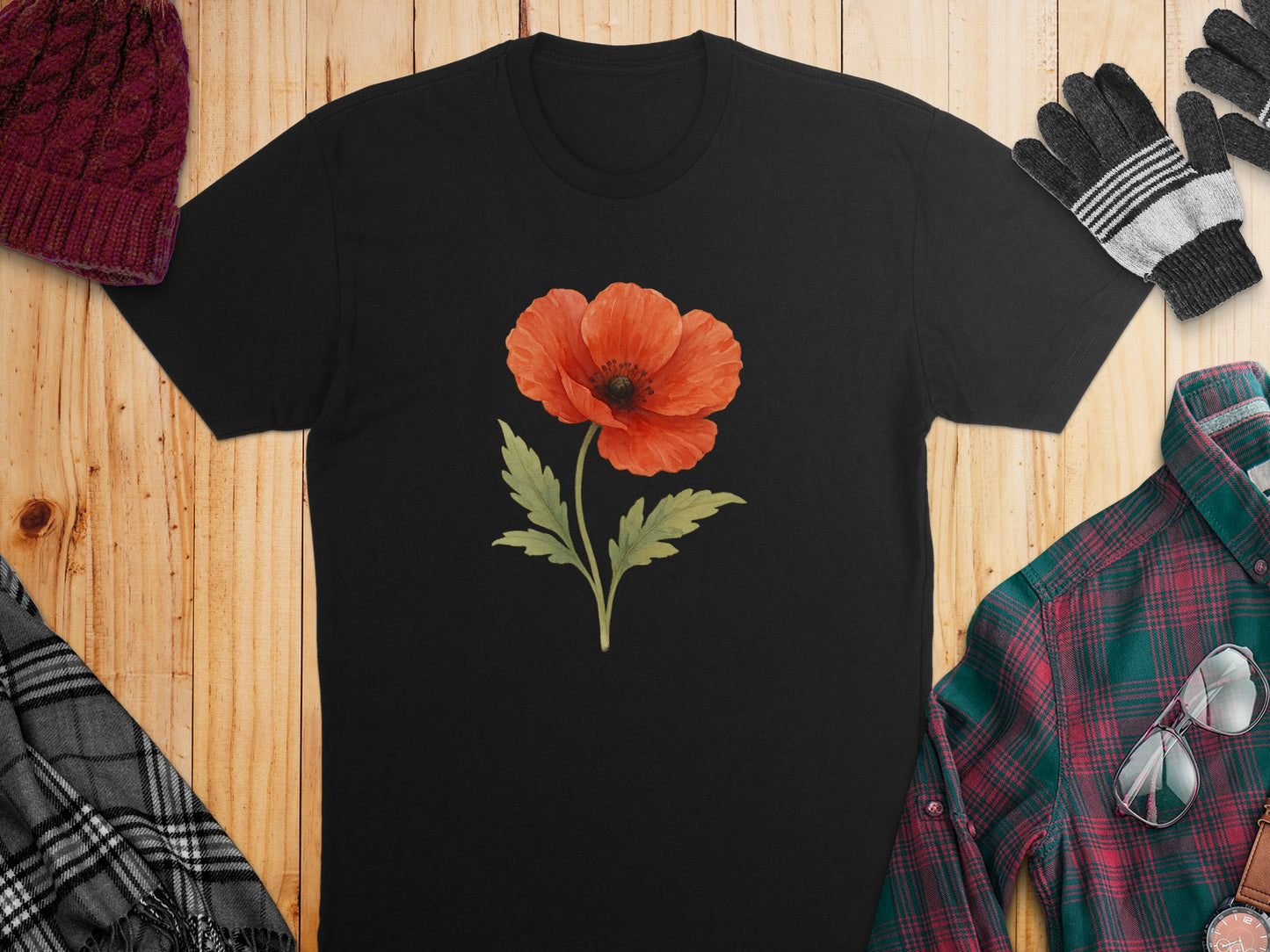 Vibrant Red Poppy Flower Graphic Tee Shirt product type