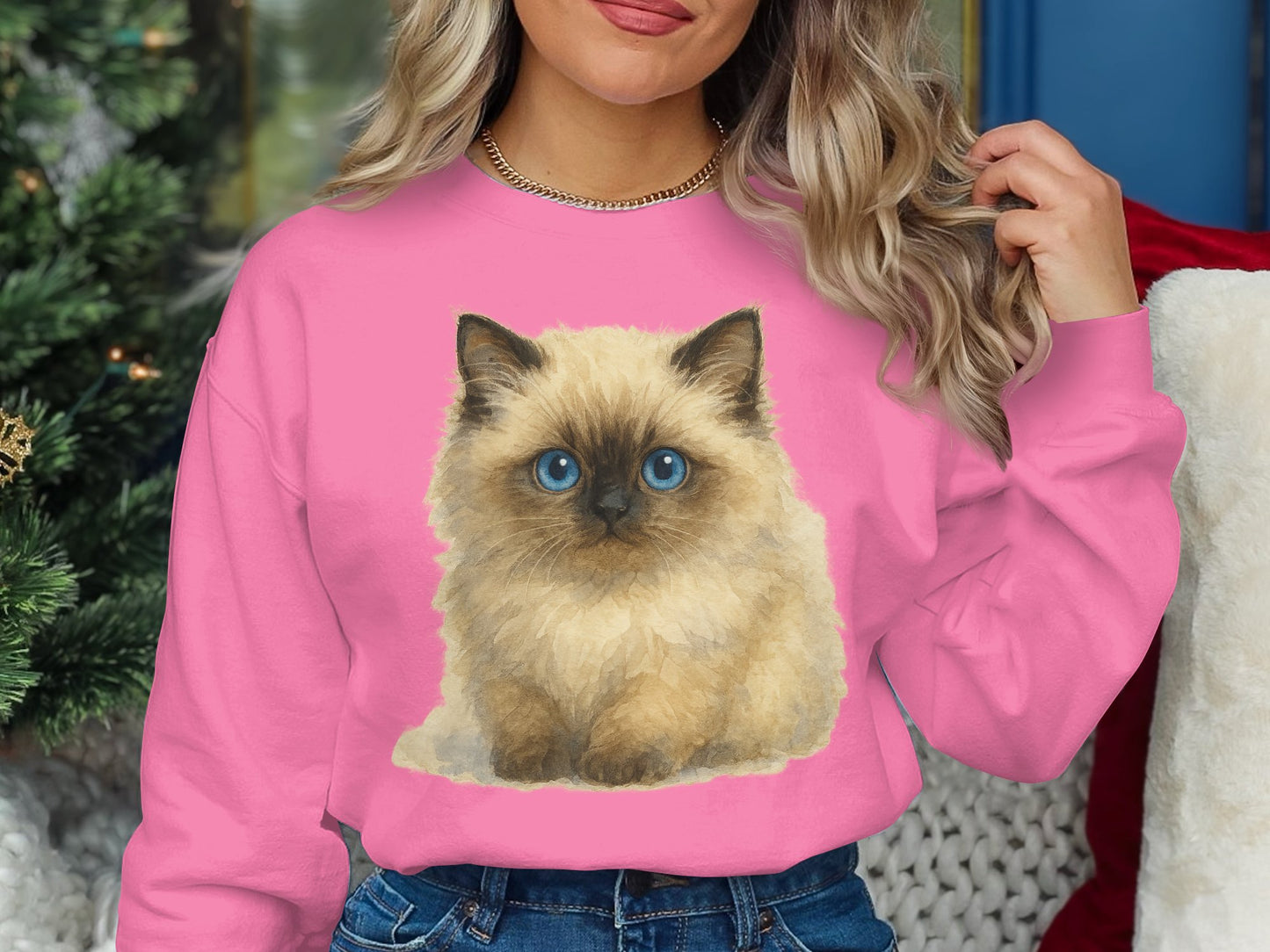 Adorable Cat Print Sweatshirt Cozy Pet Lover Product