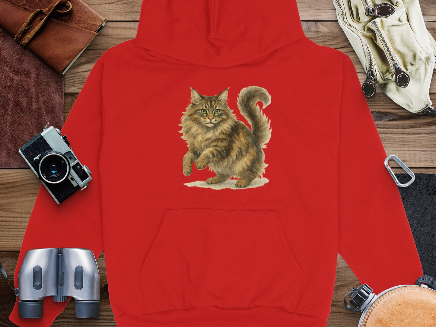 Cat Lover's Cozy Red Hoodie Sweatshirt product type