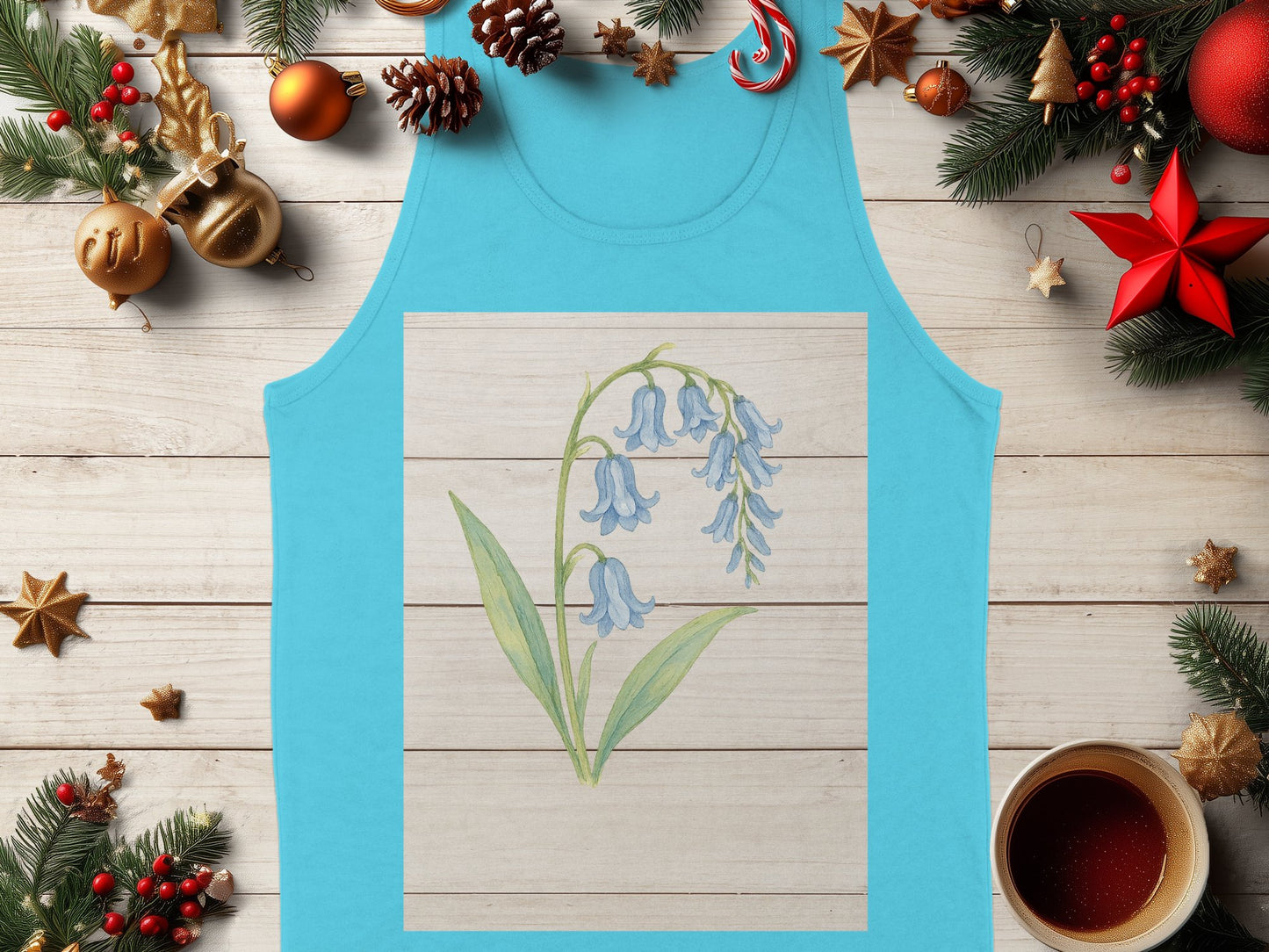 Festive Blue Flower Design Tank Top product type