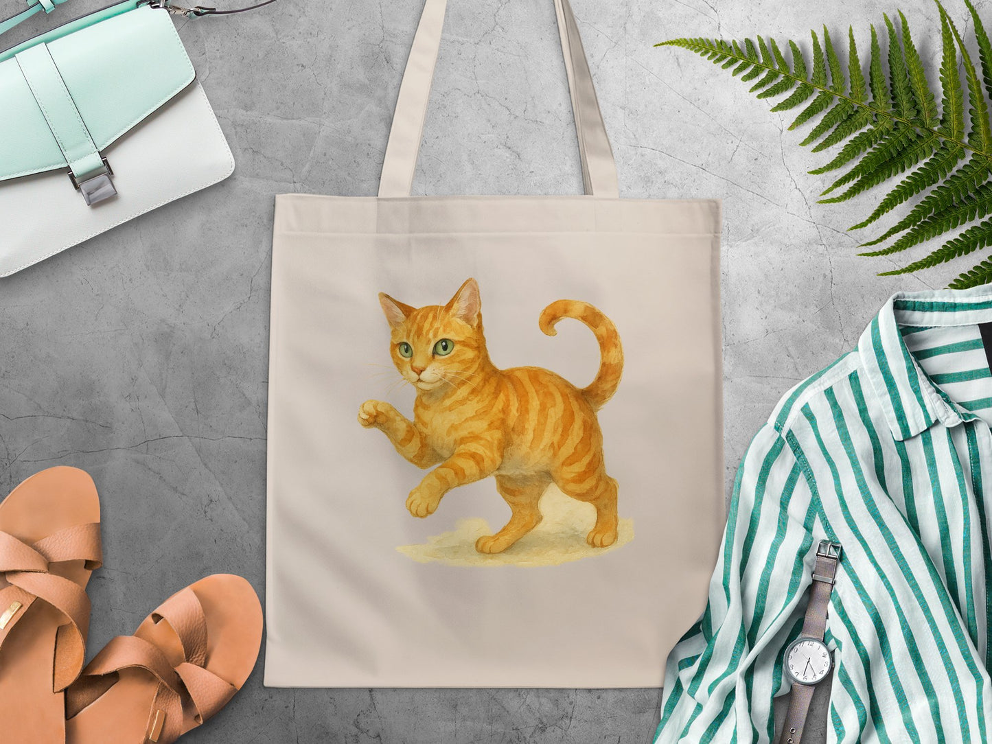 Orange Cat Design on Stylish Tote Bag product