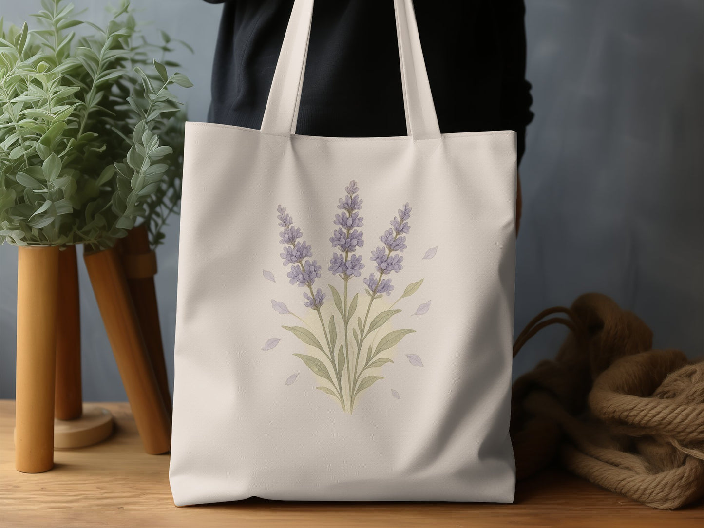 Elegant Lavender Plant Design Tote Bag product type