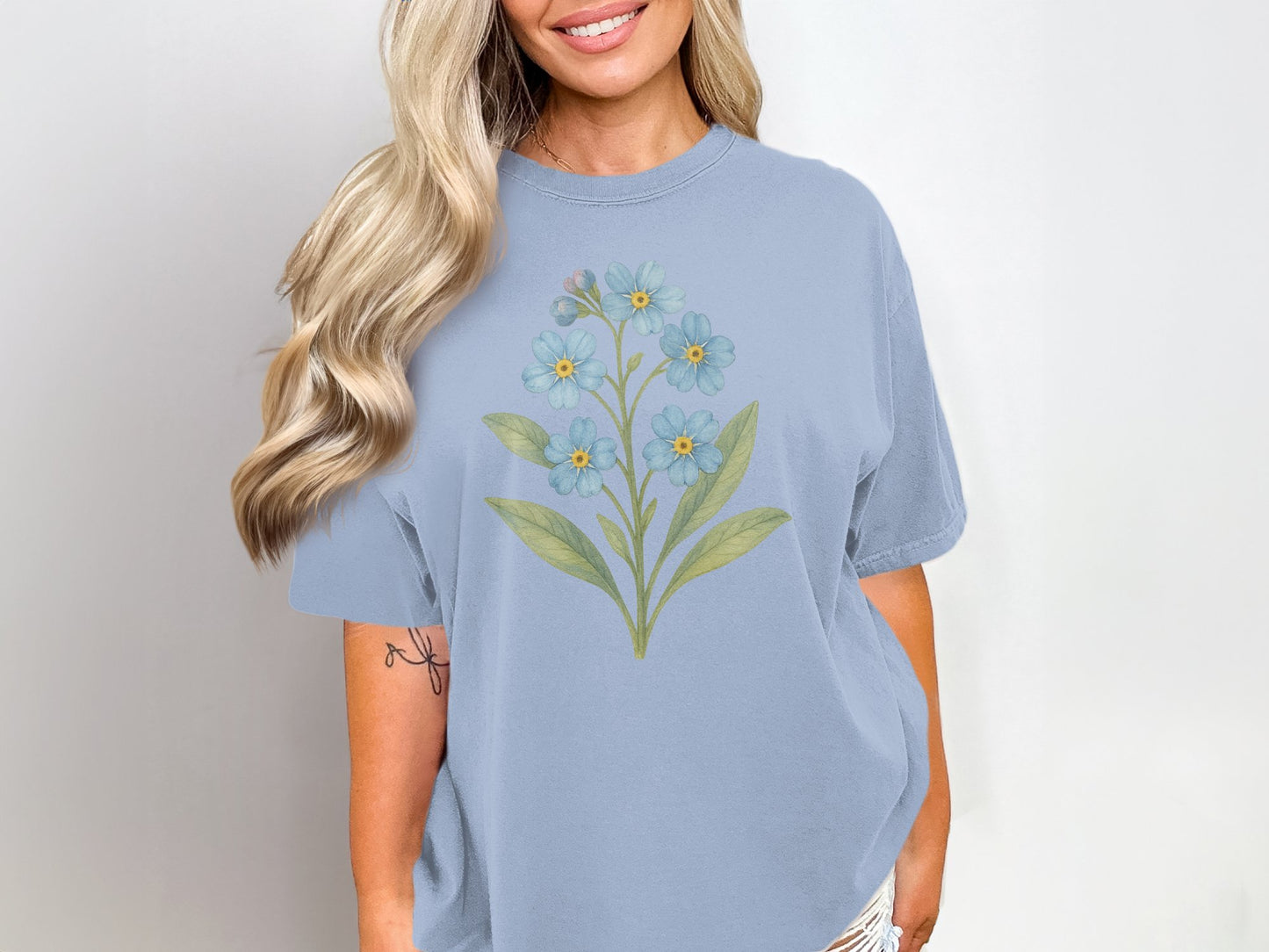 Light Blue Top with Floral Embroidery Product Type