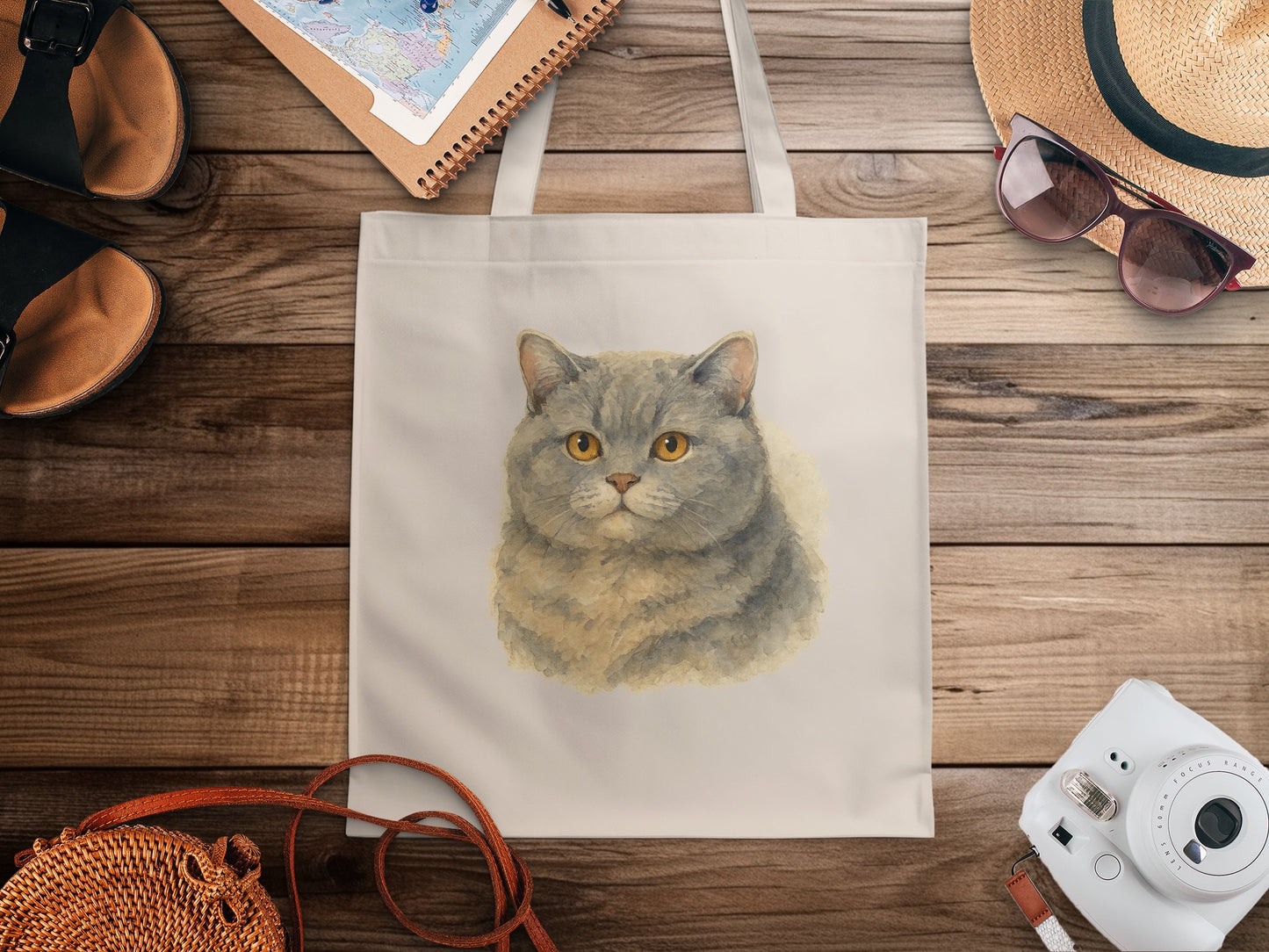 Cute Cat Print Illustrated Design Tote Bag product type