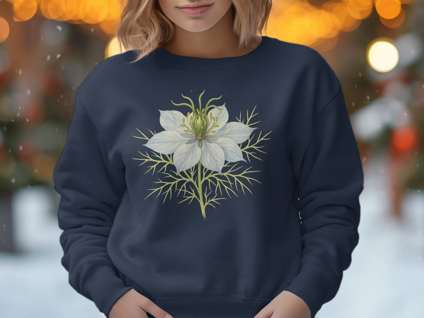 Elegant Floral Print Navy Sweatshirt product