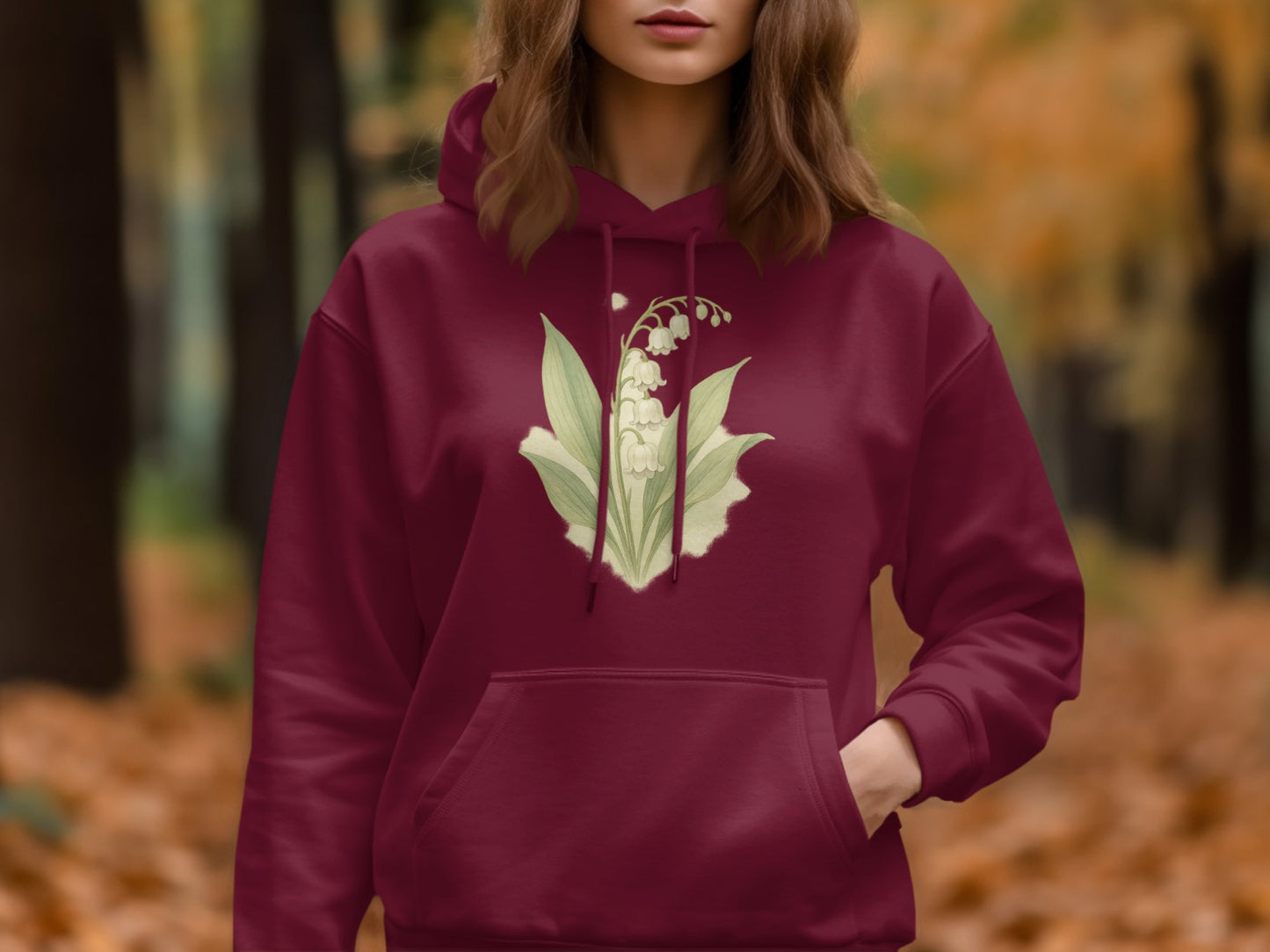 Lily of the Valley Plum Hoodie Clothing Product