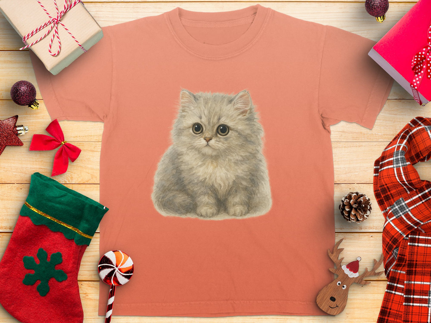 Cute Fluffy Kitten Graphic Holiday T-Shirt product
