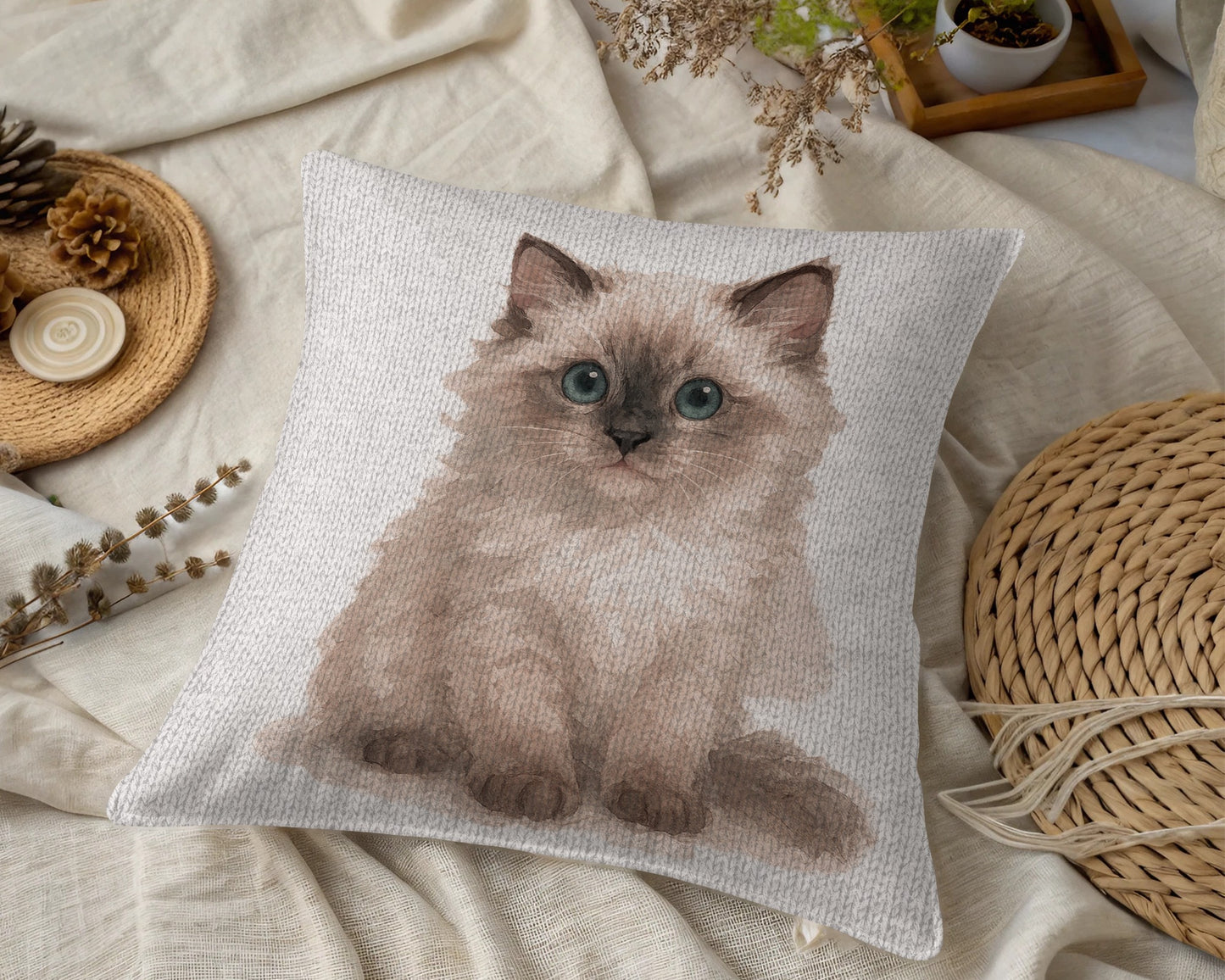Adorable Fluffy Cat Decorative Pillow product