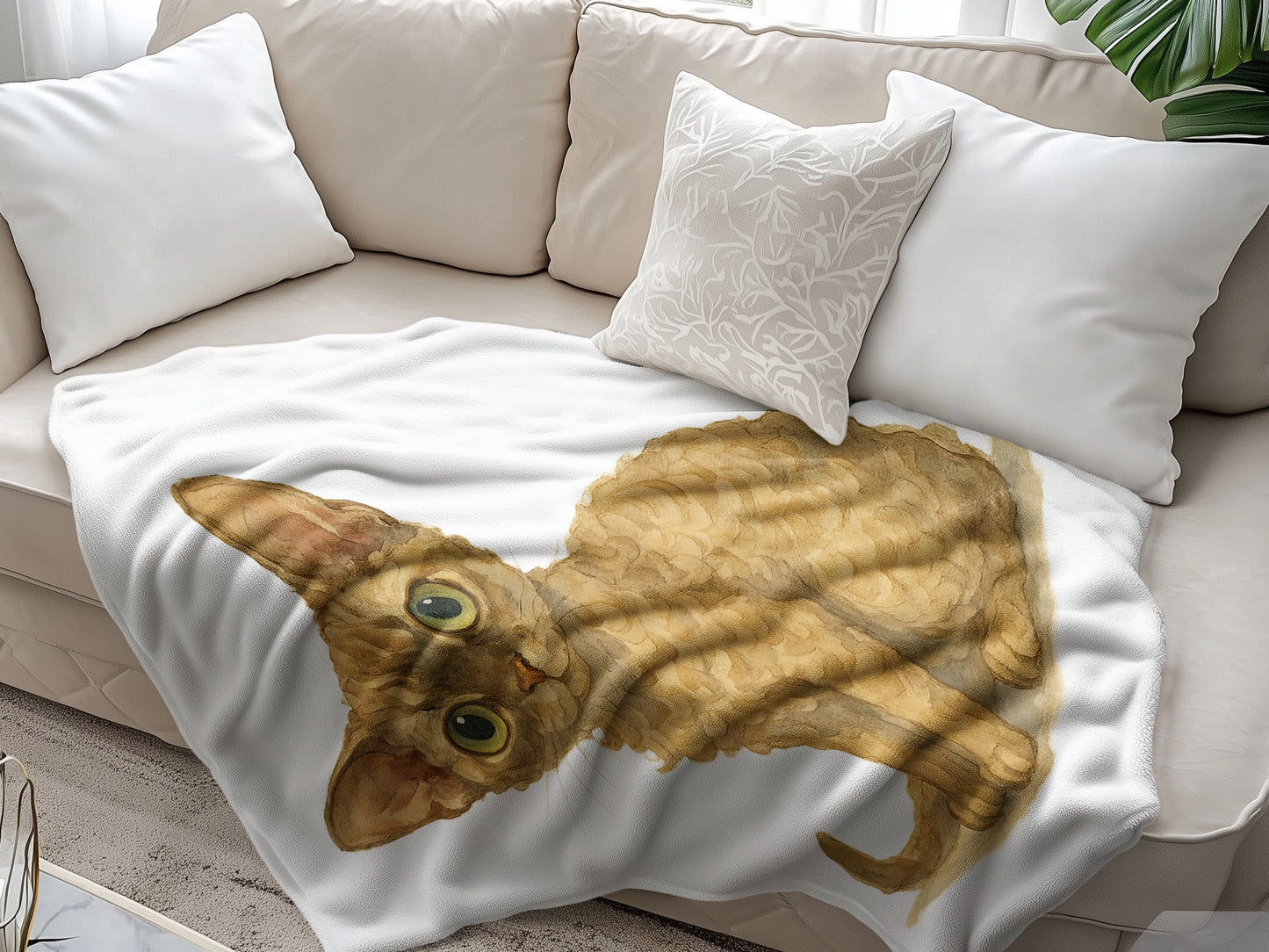 Adorable Curly Haired Cat Cozy Soft Throw Blanket product