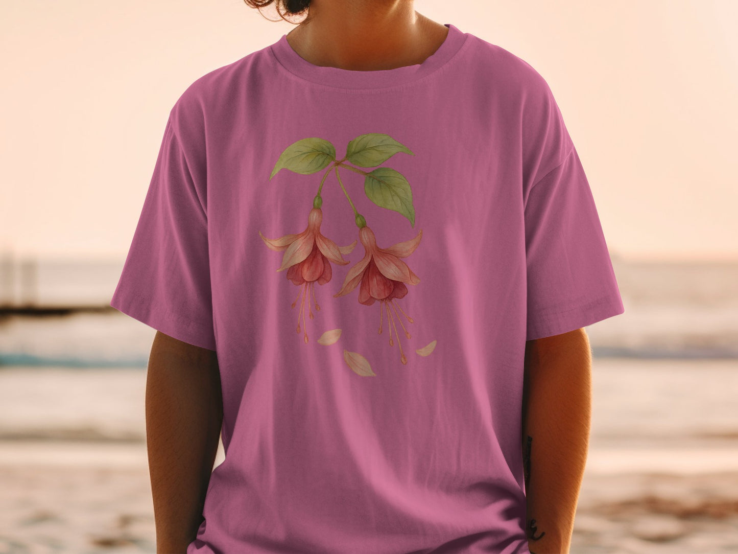 Beautiful Floral Design on Pink Color T-Shirt product type