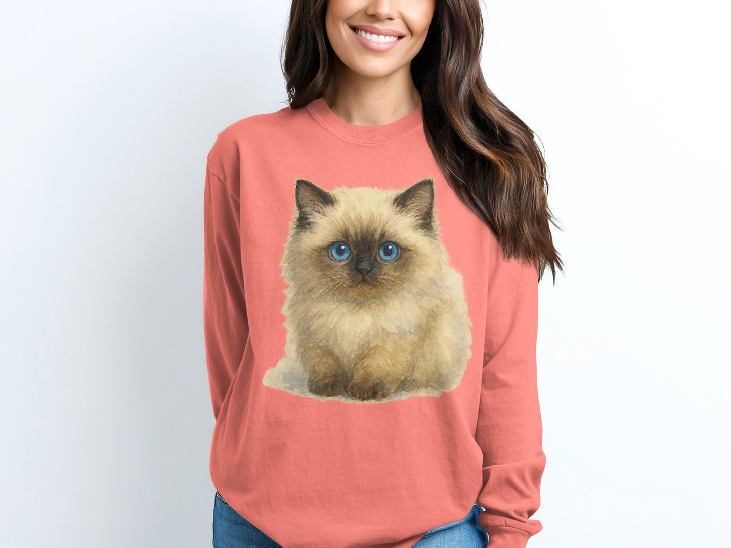 Adorable Kitten Print Long Sleeve Shirt product type