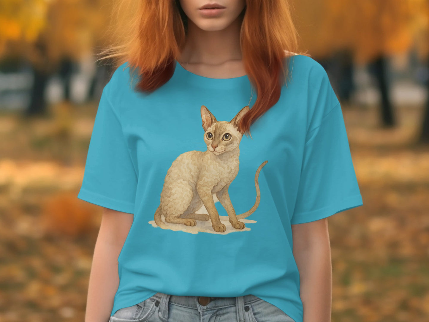 Cat Tail Illustration Graphic Blue T-shirt product