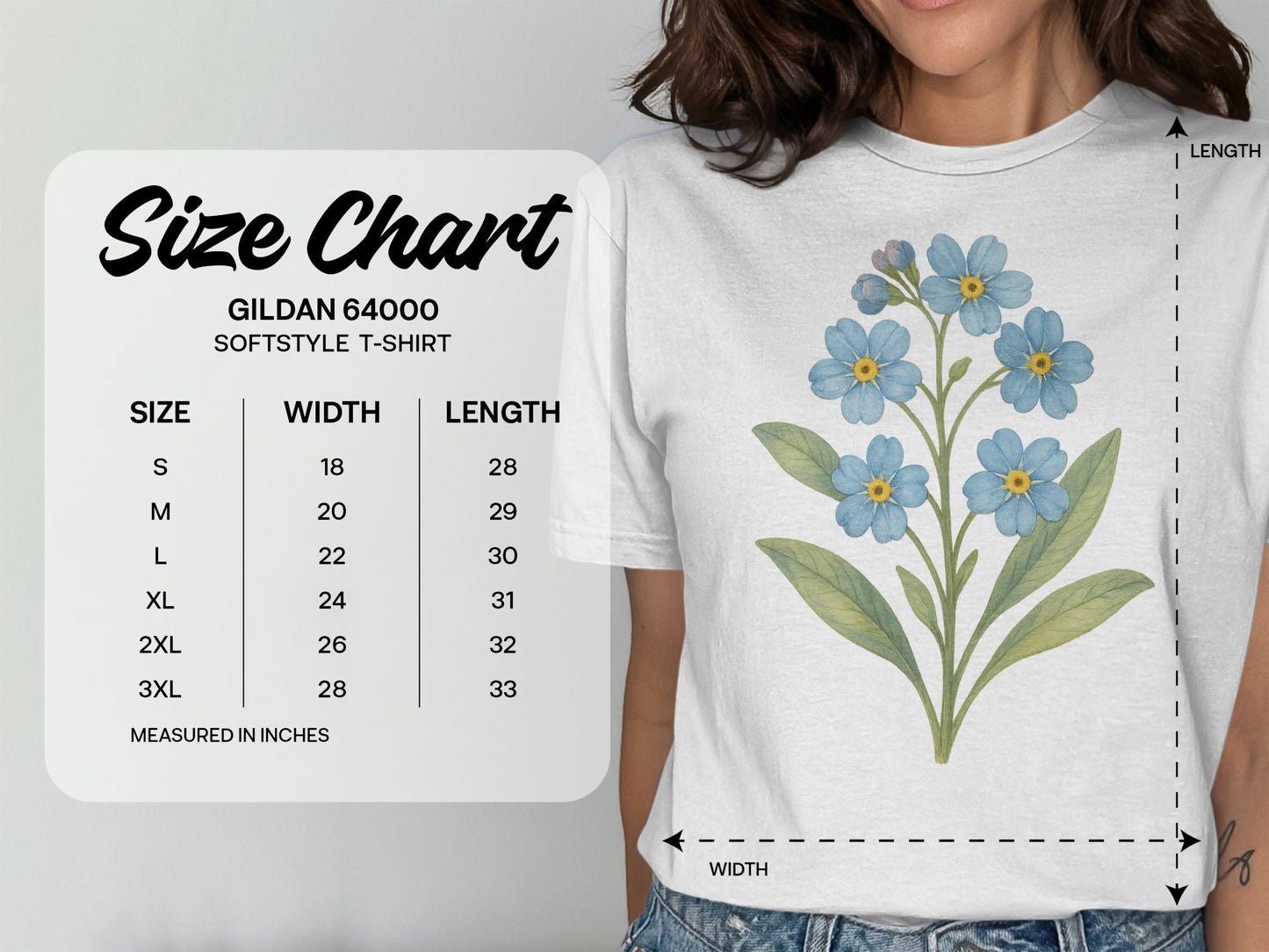 Flower Design on White T-Shirt product type