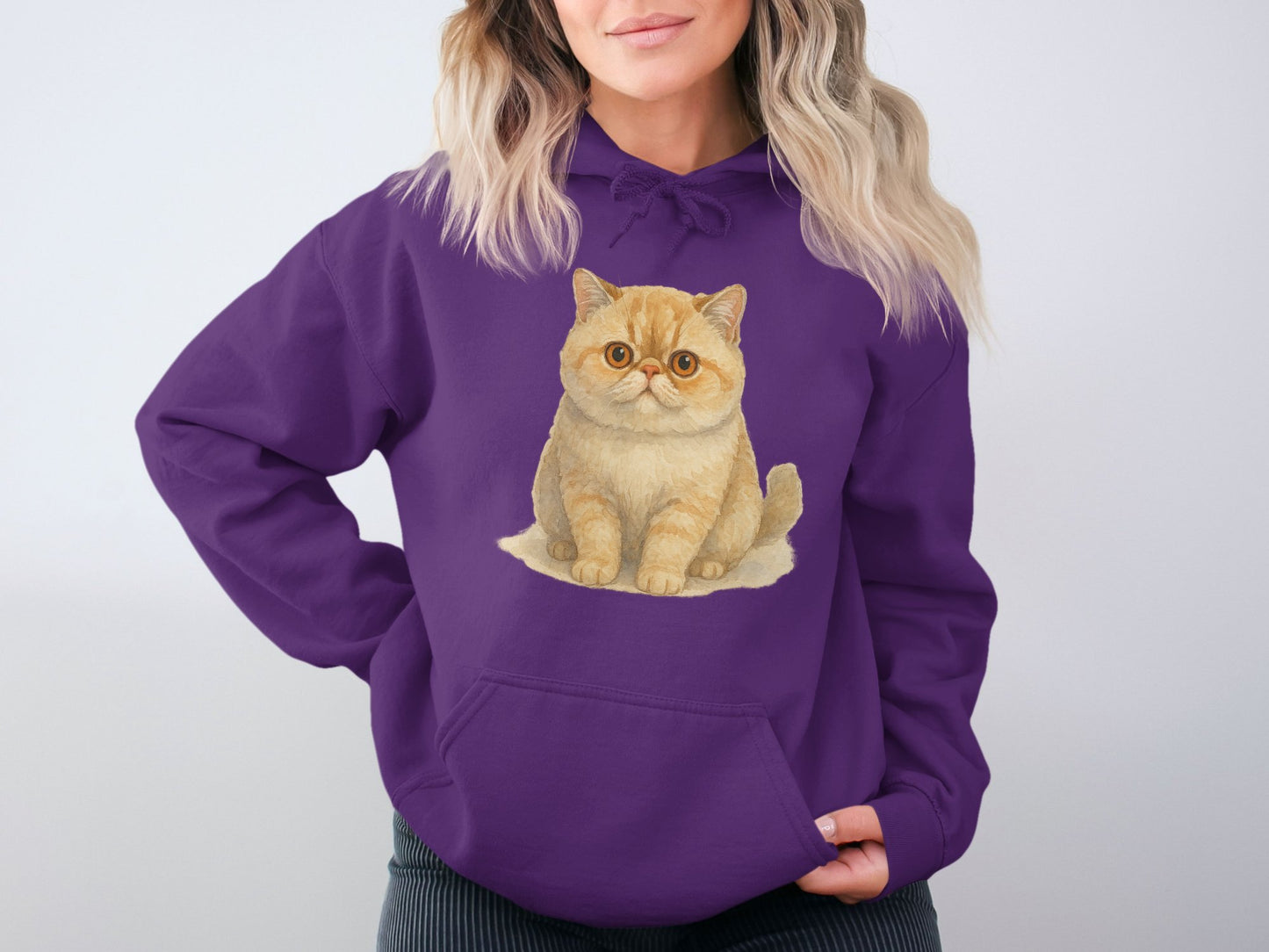 Cute Cat Design Printed Purple Hoodie product