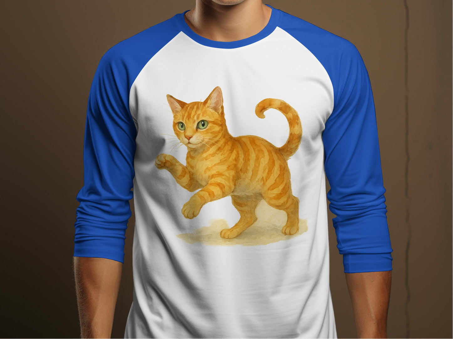 Playful Orange Tabby Cat Men's Raglan Shirt product type
