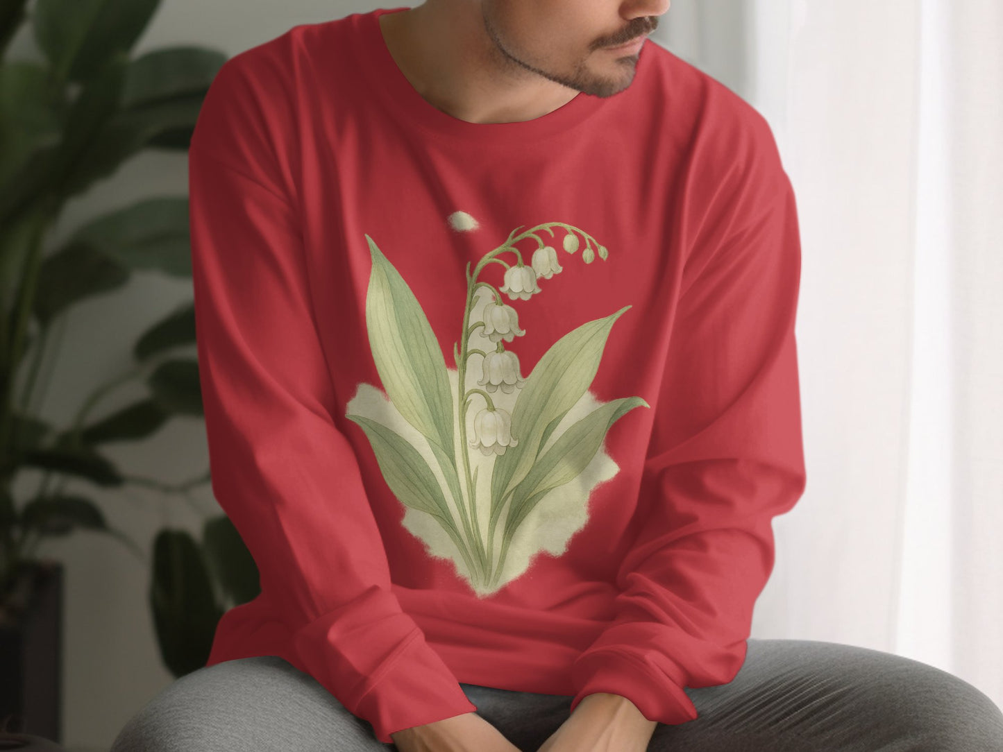 Red Flower Print Long Sleeve Shirt product type