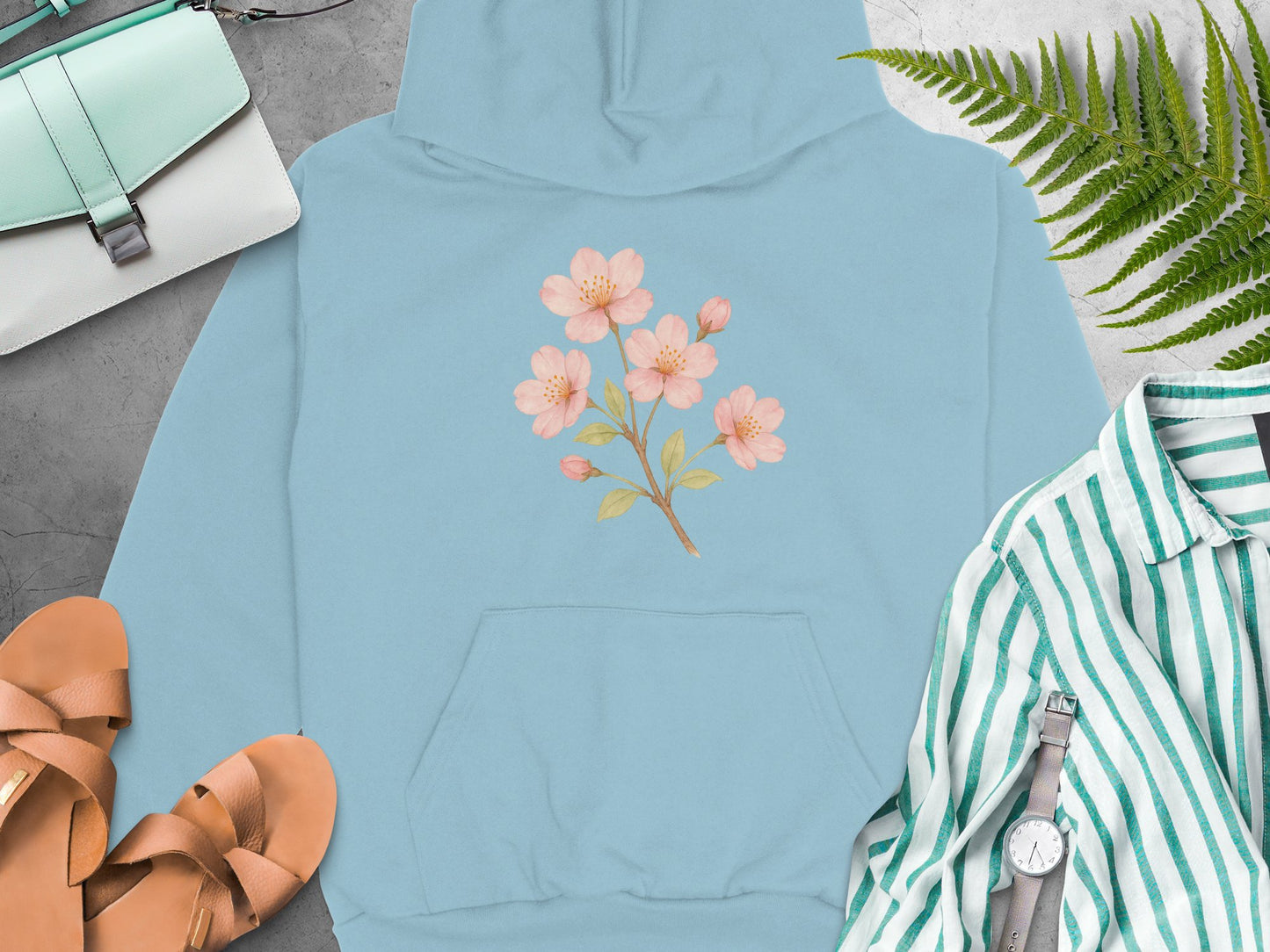 Floral Blue Hoodie with Beautiful Flower Design product