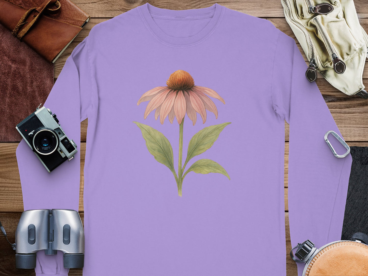 Purple Long Sleeve Shirt with Floral Design product type