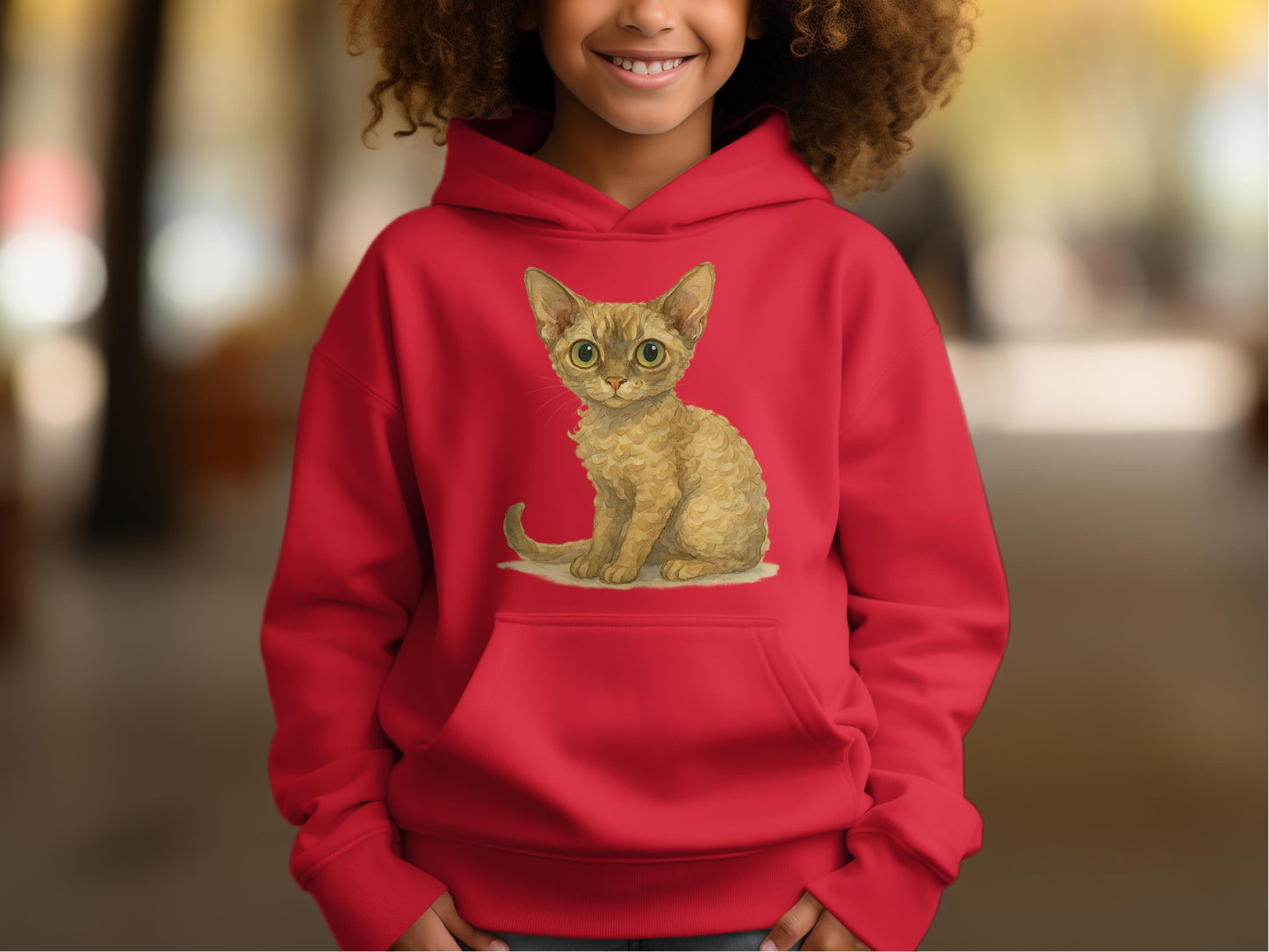 Cute Kitten Illustration on Red Hoodie product type
