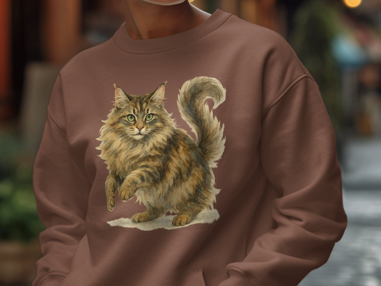 Adorable Fluffy Cat Artwork on Stylish Sweater product