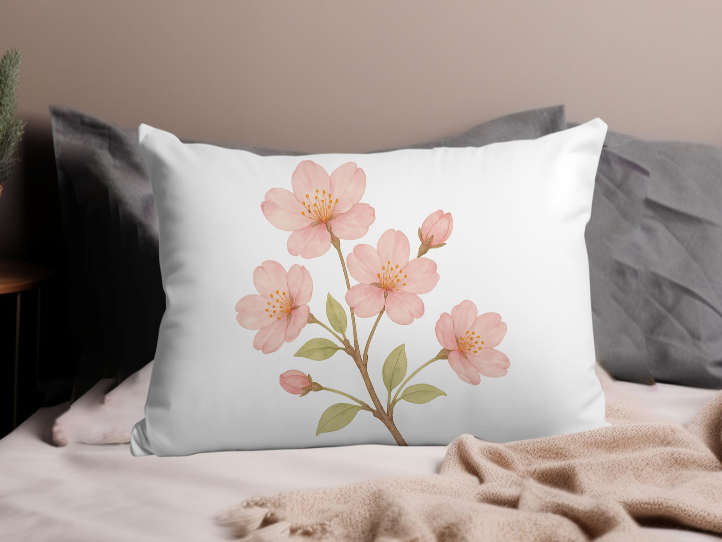 Beautiful Pink Flower Print Pillow Case product type