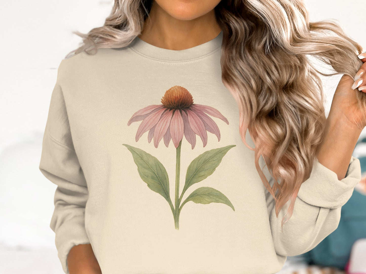 Beautiful Botanical Flower Print on Sweatshirt product