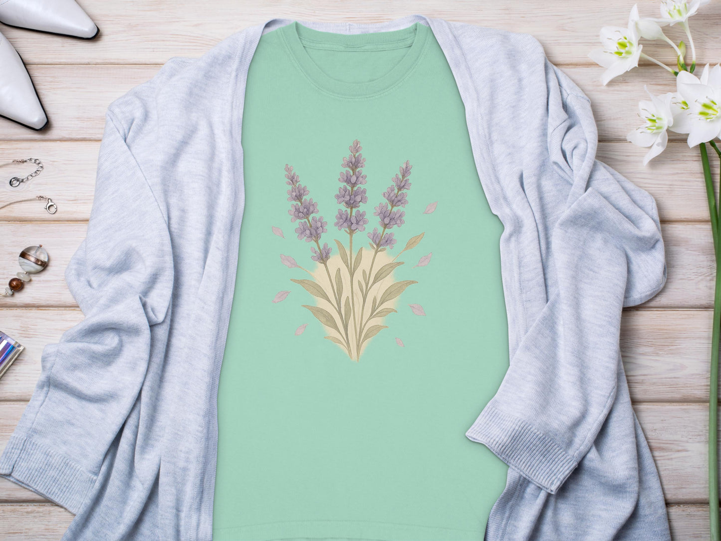 Lavender Botanical Design for Stylish Tee Shirt product